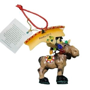 Bow Tangles Mother Moose World Alaska 2012 Moose Ornament lights on Antlers